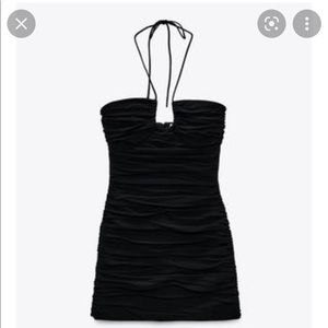 Zara black ruched mini dress